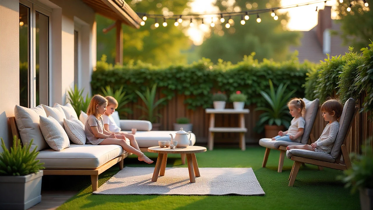 دیزاین بالکن با چمن مصنوعی