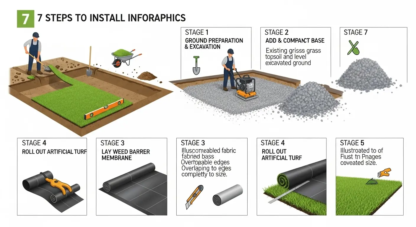 مراحل ساخت چمن مصنوعی